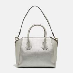 Pre Owned Givenchy Silver Leather Small Antigona Satchel