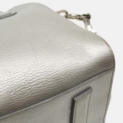 Pre Owned Givenchy Silver Leather Small Antigona Satchel