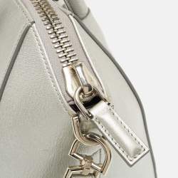 Pre Owned Givenchy Silver Leather Small Antigona Satchel