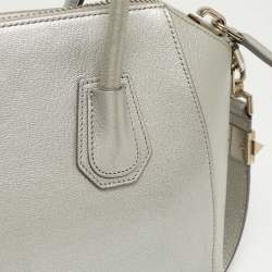 Pre Owned Givenchy Silver Leather Small Antigona Satchel
