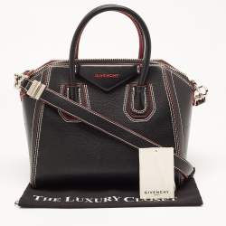 Pre Owned Givenchy Black/Red Leather Small Antigona Satchel