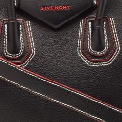 Pre Owned Givenchy Black/Red Leather Small Antigona Satchel