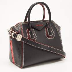 Pre Owned Givenchy Black/Red Leather Small Antigona Satchel