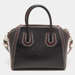 Pre Owned Givenchy Black/Red Leather Small Antigona Satchel