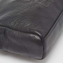 Pre Owned Givenchy Black Leather Logo Embossed Wristlet Pouch