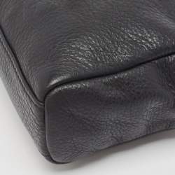 Pre Owned Givenchy Black Leather Logo Embossed Wristlet Pouch