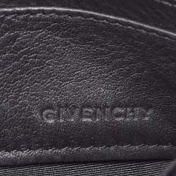 Pre Owned Givenchy Black Leather Logo Embossed Wristlet Pouch