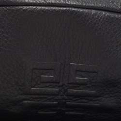 Pre Owned Givenchy Black Leather Logo Embossed Wristlet Pouch