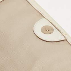 Pre Owned Givenchy Off-White/Gold Monogram Canvas And Leather Flap Hobo