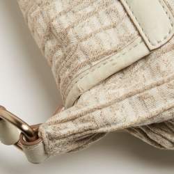 Pre Owned Givenchy Off-White/Gold Monogram Canvas And Leather Flap Hobo
