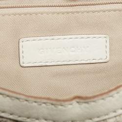 Pre Owned Givenchy Off-White/Gold Monogram Canvas And Leather Flap Hobo