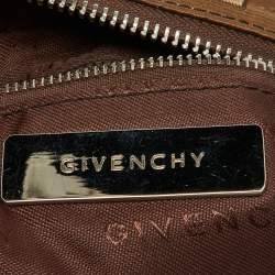 Pre Owned Givenchy Beige/Brown Monogram Canvas and Leather Drawstring Hobo