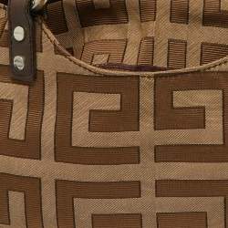 Pre Owned Givenchy Beige/Brown Monogram Canvas and Leather Drawstring Hobo