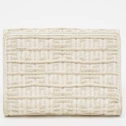 Pre Owned Givenchy Off White/Gold Monogram Canvas Compact Wallet