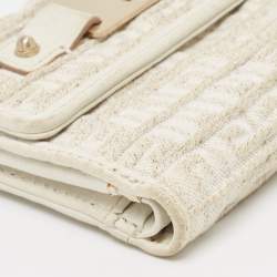 Pre Owned Givenchy Off White/Gold Monogram Canvas Compact Wallet