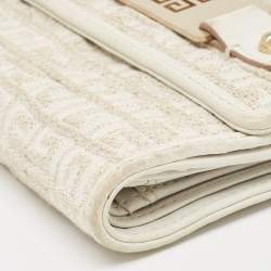 Pre Owned Givenchy Off White/Gold Monogram Canvas Compact Wallet