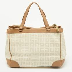 Givenchy Beige/Cream Monogram Coated Canvas and Leather Double Zip Tote