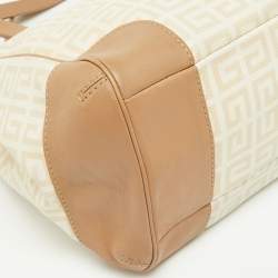 Givenchy Beige/Cream Monogram Coated Canvas and Leather Double Zip Tote