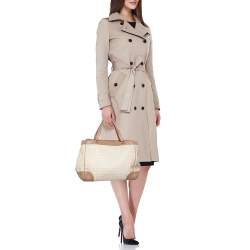 Givenchy Beige/Cream Monogram Coated Canvas and Leather Double Zip Tote