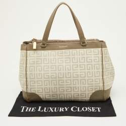 مملوكة مسبقًا Givenchy Grey/Off White Monogram Coated Canvas and Leather Double Zip Tote
