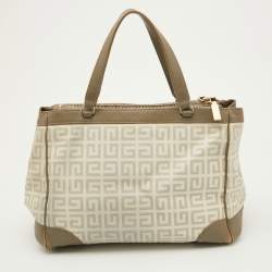 مملوكة مسبقًا Givenchy Grey/Off White Monogram Coated Canvas and Leather Double Zip Tote