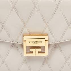 Pre Owned Givenchy Biege Leather Small GV3 Shoulder Bag