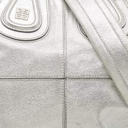 Pre Owned Givenchy Silver Leather Medium Nightingale Satchel