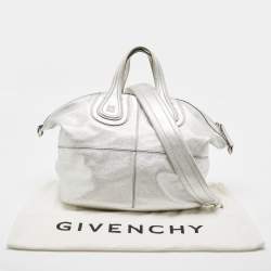 Pre Owned Givenchy Silver Leather Medium Nightingale Satchel