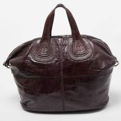 Pre Owned Givenchy Plum Aged Patent Leather Medium Nightingale Satchel