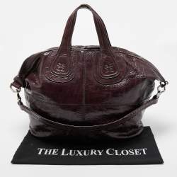 Pre Owned Givenchy Plum Aged Patent Leather Medium Nightingale Satchel