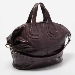 Pre Owned Givenchy Plum Aged Patent Leather Medium Nightingale Satchel