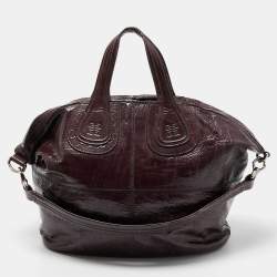 Pre Owned Givenchy Plum Aged Patent Leather Medium Nightingale Satchel