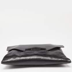 Pre Owned Givenchy Black Leather Medium Antigona Envelope Clutch