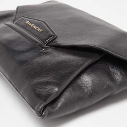 Pre Owned Givenchy Black Leather Medium Antigona Envelope Clutch
