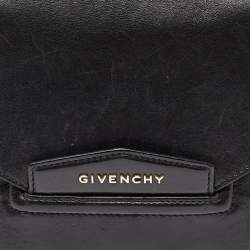 Pre Owned Givenchy Black Leather Medium Antigona Envelope Clutch