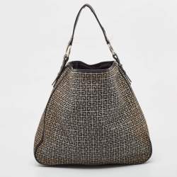 Pre Owned Givenchy Grey/Black Monogram Canvas And Leather Hobo