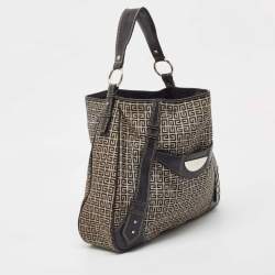 Pre Owned Givenchy Grey/Black Monogram Canvas And Leather Hobo