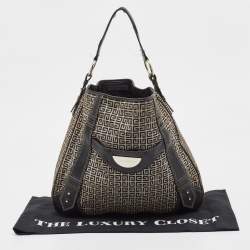 Pre Owned Givenchy Grey/Black Monogram Canvas And Leather Hobo