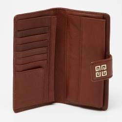 Givenchy Brown Leather Logo Flap Continental Wallet