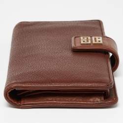 Givenchy Brown Leather Logo Flap Continental Wallet