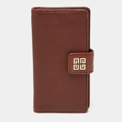 Givenchy Brown Leather Logo Flap Continental Wallet