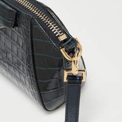 Pre Owned Givenchy Blue Croc Embossed Leather Nano Antigona Crossbody Bag