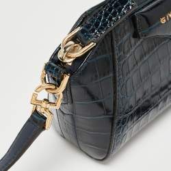 Pre Owned Givenchy Blue Croc Embossed Leather Nano Antigona Crossbody Bag