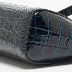 Pre Owned Givenchy Blue Croc Embossed Leather Nano Antigona Crossbody Bag