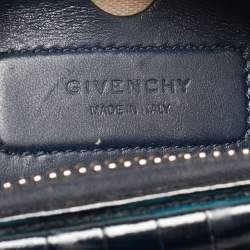 Pre Owned Givenchy Blue Croc Embossed Leather Nano Antigona Crossbody Bag