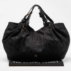 Pre Owned Givenchy Black Monogram Canvas and Leather Hobo