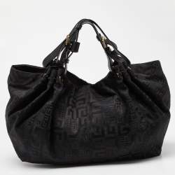 Pre Owned Givenchy Black Monogram Canvas and Leather Hobo