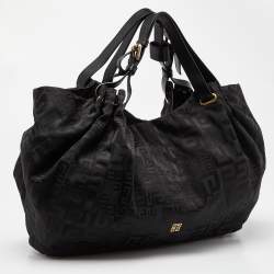 Pre Owned Givenchy Black Monogram Canvas and Leather Hobo