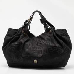 Pre Owned Givenchy Black Monogram Canvas and Leather Hobo