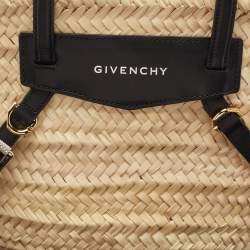 Givenchy Black/Natural Raffia and Leather Small Voyou Basket Bag